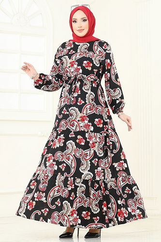 moda selvim الفستان أسود 823OZN1046 - Thumbnail