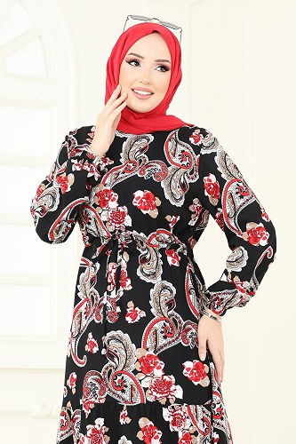 moda selvim الفستان أسود 823OZN1046 - Thumbnail