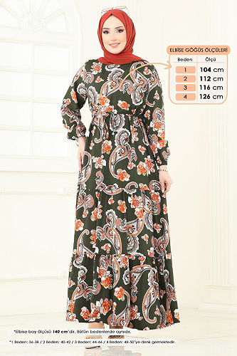 moda selvim الفستان اخضر عفني 823OZN1046 - Thumbnail