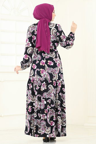 moda selvim Dress 823OZN1046 Navy Blue - Thumbnail