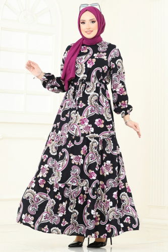 moda selvim Dress 823OZN1046 Navy Blue - Thumbnail