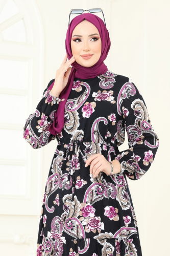 moda selvim Dress 823OZN1046 Navy Blue - Thumbnail