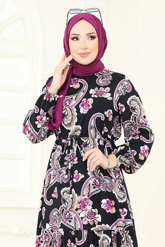 moda selvim الفستان كحلي 823OZN1046 - Thumbnail