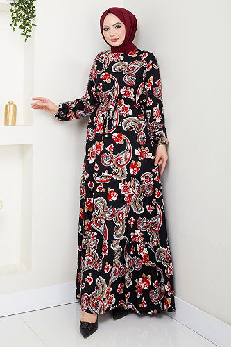 moda selvim الفستان أسود 823OZR1047-M - Thumbnail