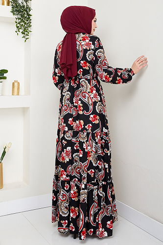 moda selvim الفستان أسود 823OZR1047-M - Thumbnail