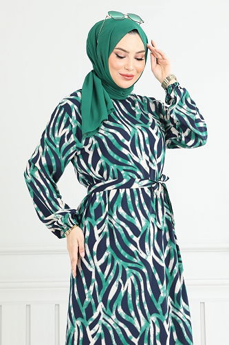 moda selvim Dress 825OZN1046 Green - Thumbnail