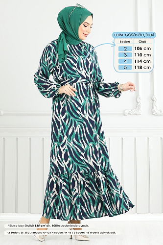 moda selvim الفستان أخضر 825OZN1046 - Thumbnail