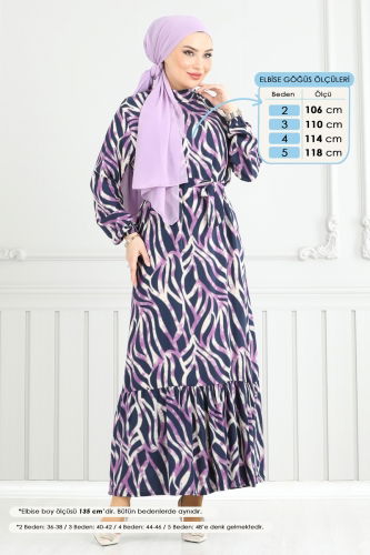 moda selvim Dress 825OZN1046 Lilac - Thumbnail