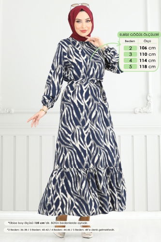 moda selvim Dress 825OZN1046 Navy Blue - Thumbnail