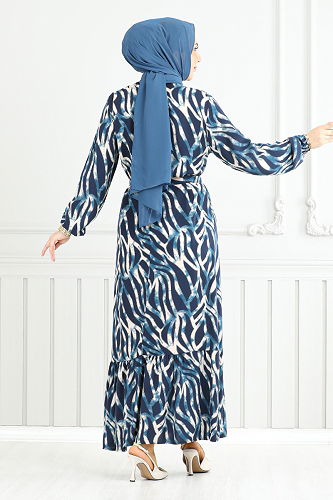 moda selvim الفستان بترولي 825OZR1047-M - Thumbnail