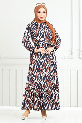 moda selvim الفستان عسلي 825OZR1047-M - Thumbnail