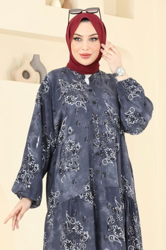 moda selvim Dress 826OZN1046 Anthracite - Thumbnail