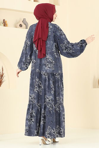 moda selvim الفستان رمادي غامق 826OZN1046 - Thumbnail