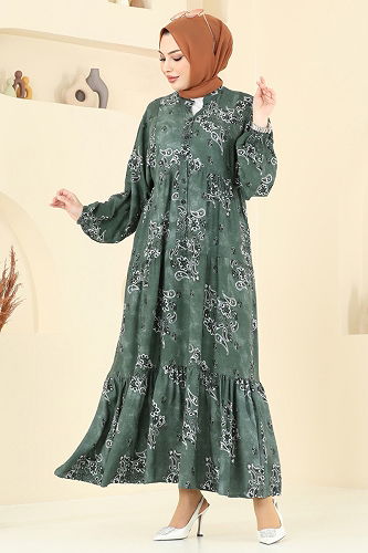 moda selvim Dress 826OZN1046 Emerald - Thumbnail