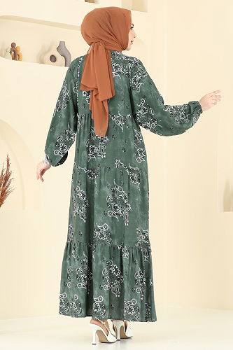 moda selvim Dress 826OZN1046 Emerald - Thumbnail