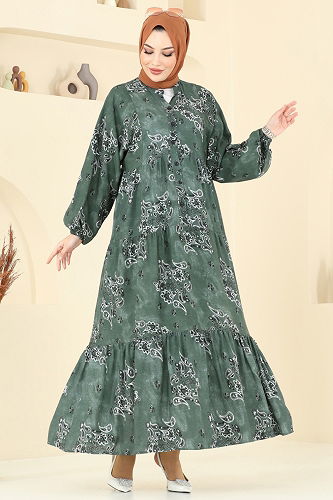 moda selvim الفستان زيتي 826OZN1046 - Thumbnail