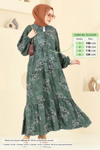 moda selvim الفستان زيتي 826OZN1046 - Thumbnail