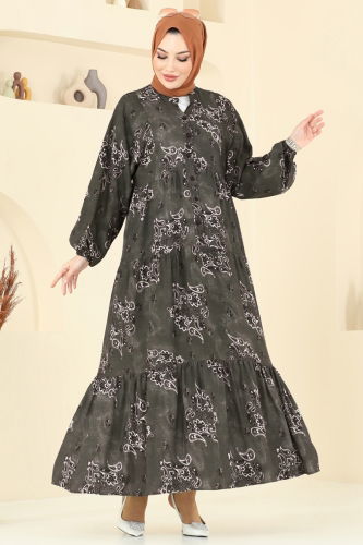 moda selvim Dress 826OZN1046 Khaki - Thumbnail