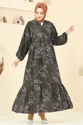 moda selvim الفستان اخضر عفني 826OZN1046 - Thumbnail