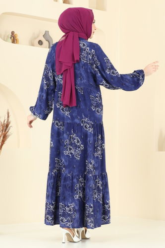 moda selvim Dress 826OZN1046 Navy Blue - Thumbnail