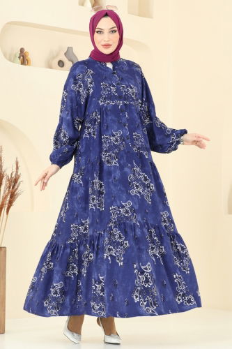 moda selvim Dress 826OZN1046 Navy Blue - Thumbnail