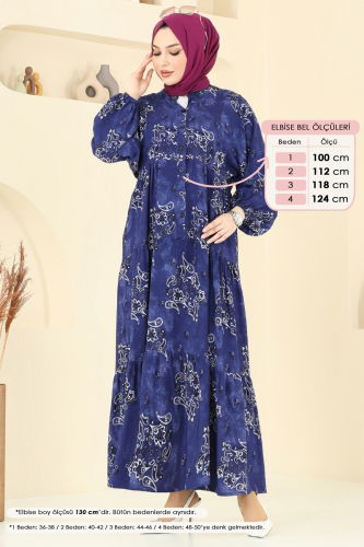 moda selvim Dress 826OZN1046 Navy Blue - Thumbnail