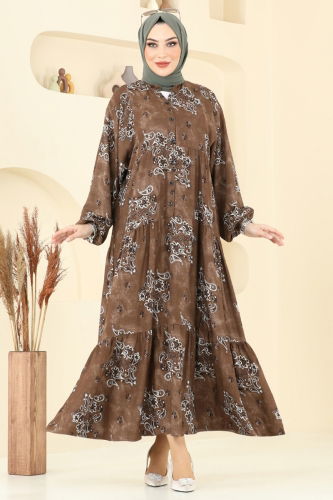 moda selvim Dress 826OZN1046 Tan - Thumbnail