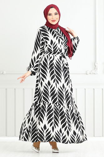 moda selvim الفستان أسود 827OZR1047-M - Thumbnail