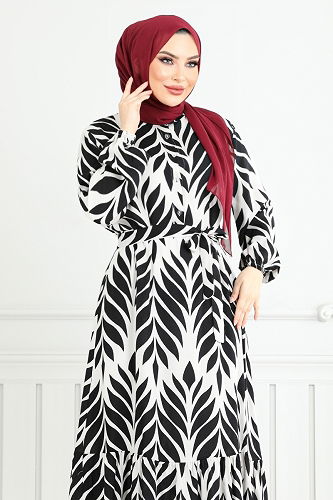 moda selvim الفستان أسود 827OZR1047-M - Thumbnail