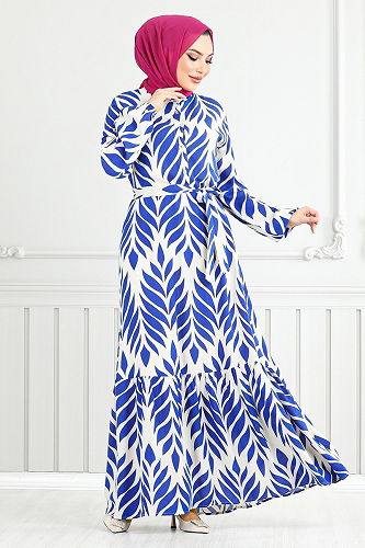 moda selvim Dress 827OZR1047-M Saxe - Thumbnail