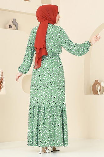 moda selvim Dress 828OZN1046 Light Green - Thumbnail