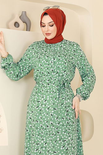 moda selvim Dress 828OZN1046 Light Green - Thumbnail