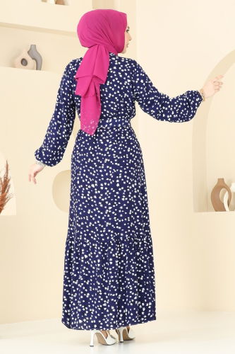 moda selvim Dress 828OZN1046 Navy Blue - Thumbnail