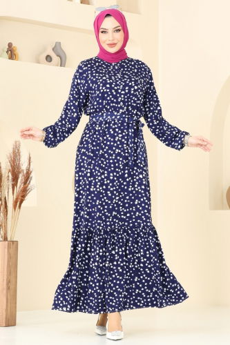 moda selvim Dress 828OZN1046 Navy Blue - Thumbnail