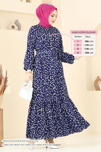 moda selvim Dress 828OZN1046 Navy Blue - Thumbnail