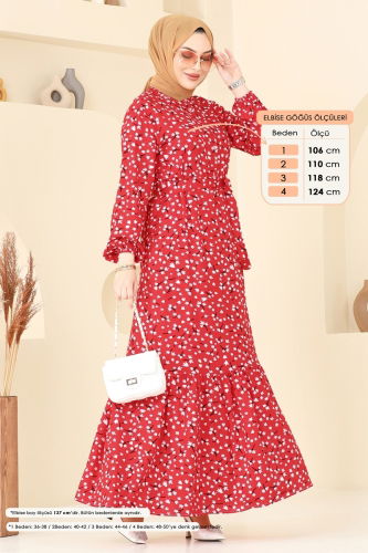 moda selvim الفستان احمر 828OZN1046 - Thumbnail