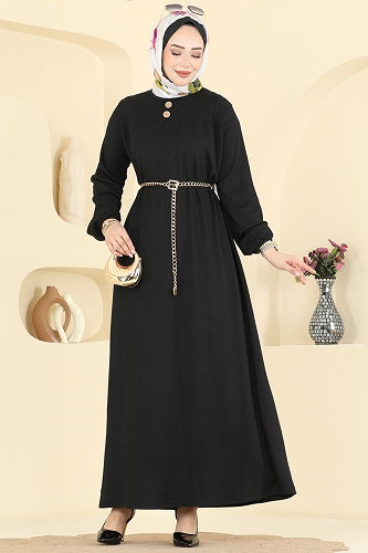 moda selvim Dress 830PM271 Black - Thumbnail
