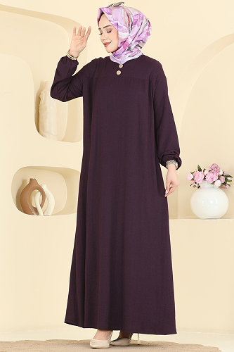 moda selvim Dress 830PM271 Damson - Thumbnail