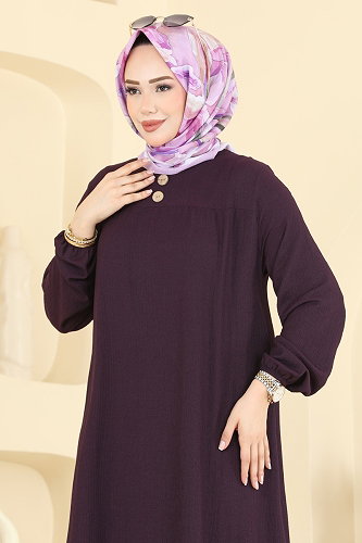 moda selvim Dress 830PM271 Damson - Thumbnail