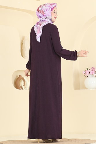 moda selvim Dress 830PM271 Damson - Thumbnail
