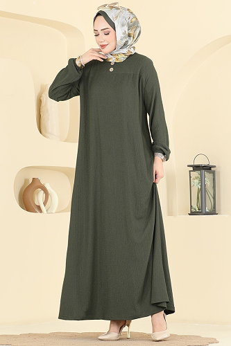 moda selvim Dress 830PM271 Khaki - Thumbnail