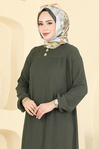 moda selvim الفستان اخضر عفني 830PM271 - Thumbnail
