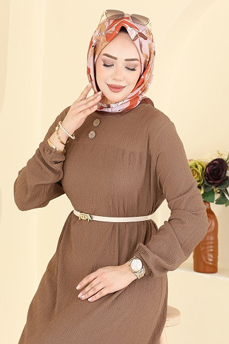 moda selvim Dress 830PM271 Latte - Thumbnail
