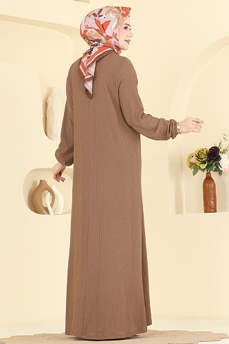 moda selvim Dress 830PM271 Latte - Thumbnail