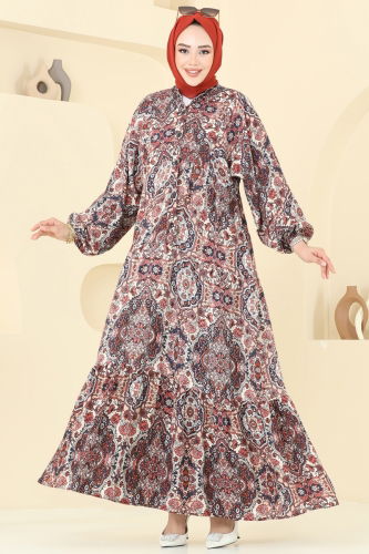 moda selvim Dress 832OZN1046 Tile - Thumbnail