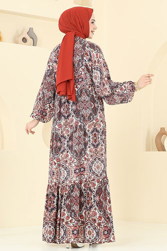 moda selvim Dress 832OZN1046 Tile - Thumbnail