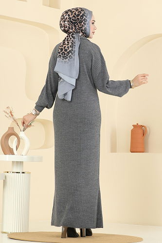 moda selvim Dress 8341KL398 Anthracite - Thumbnail
