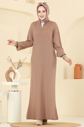 moda selvim Dress 8341KL398 Biscuit - Thumbnail