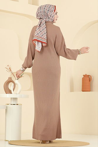 moda selvim Dress 8341KL398 Biscuit - Thumbnail