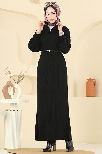 moda selvim Dress 8341KL398 Black - Thumbnail